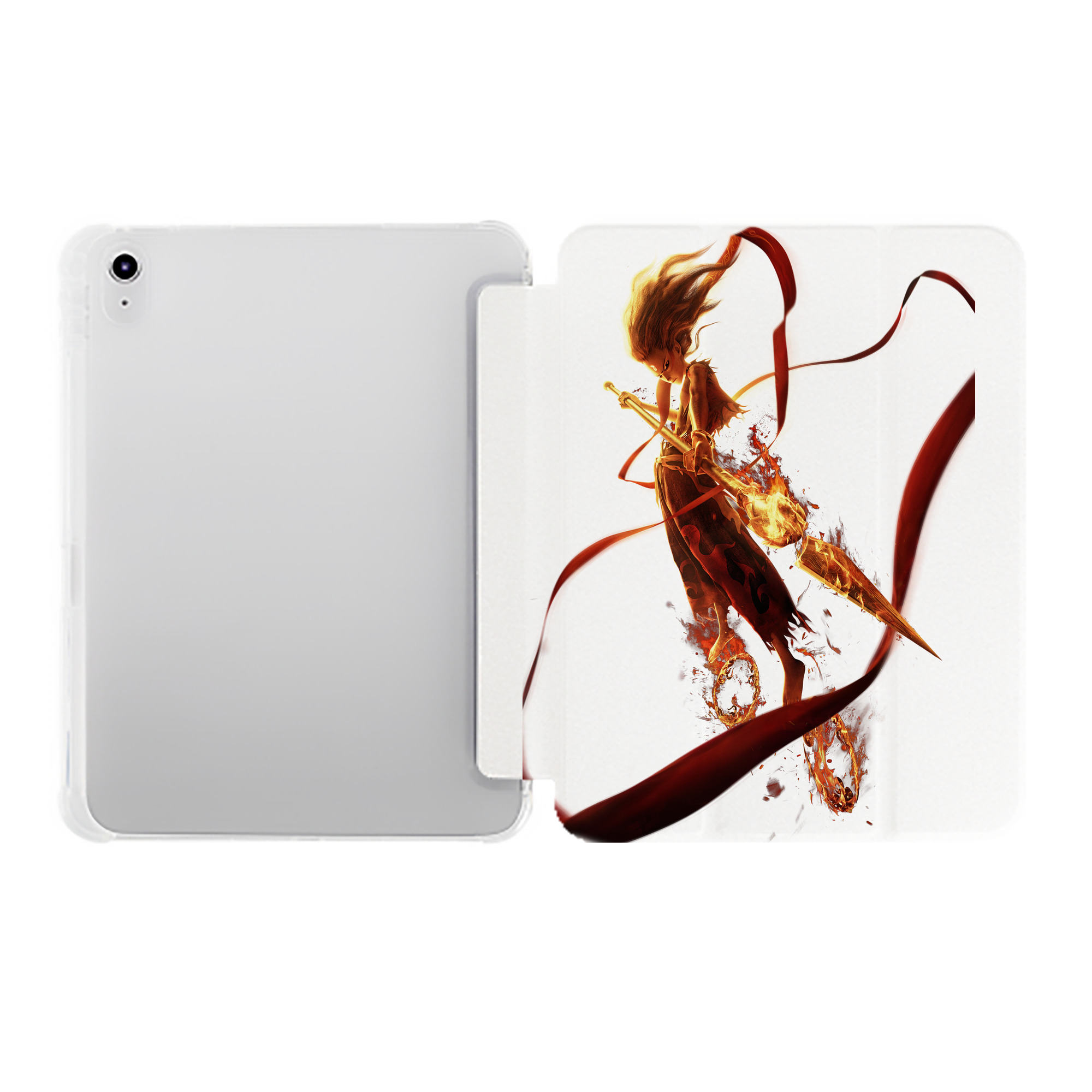 （画像用） Ne Zha 2 ナタ 魔童の大暴れ IPad ケース ペン収納付き 三つ折りスタンド PUレザー×シリコン 対応機種9.5/10.5/10.9インチ